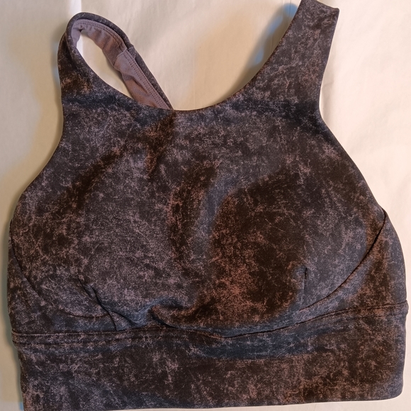Lululemon Wunder Train Longline Bra Denim Wash Print Dusky Lavender Black Size 6 - Picture 5 of 7